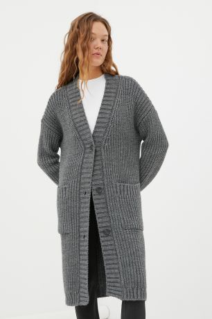 Finn-Flare трикотажное женское пальто крупной вязки с шерстью