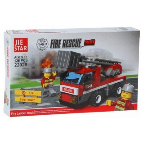 Конструктор Jie Star Fire Rescue 22028 Пожарная машина с лестницей