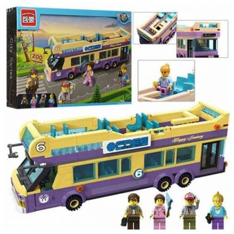 Конструктор Автобусная экскурсия 455 деталей в коробке 4 фигурки 1123 игрушка для мальчика девочки