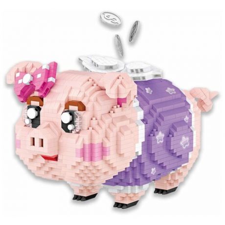 Конструктор LOZ micro Копилка Свинка 2050 деталей NO. 9042 Piggy Bank Creative Series
