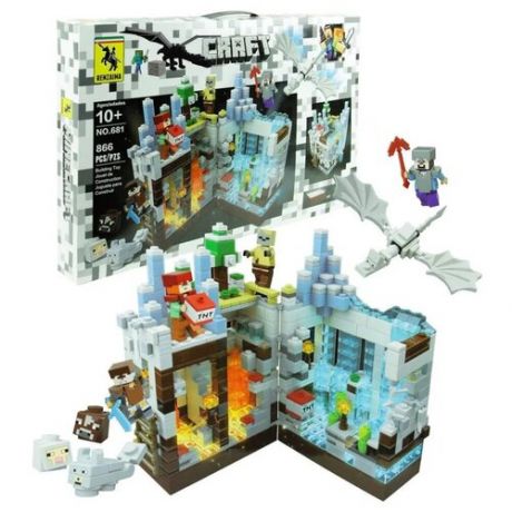 Лего/ Конструктор Майнкрафт "Белая крепость" 866 деталей светящийся с LED - подстветкойMinecraft