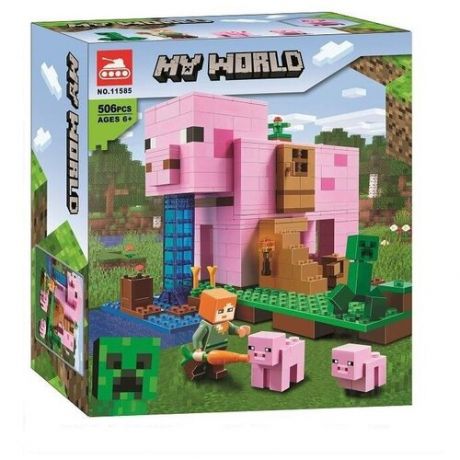 Детский Конструктор My World Minecraft Майнкрафт "Дом-свинья" на 506 деталей