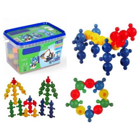 Конструктор детский, развивающий, Глоуб-фикс, 60 деталей, развивающая игрушка для детей 3 лет, в контейнере.