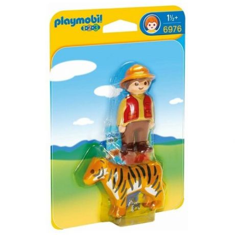 Набор с элементами конструктора Playmobil 1-2-3 6976 Работник зоопарка с тигром