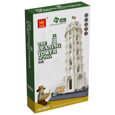Конструктор пластиковый детский Шедевры мировой архитектуры - Пизанская башня, 1545 деталей.