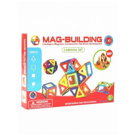 Магнитный конструктор Mag-building (конструктор на магнитах), развивающий для детей, 28 деталей, Чинзано