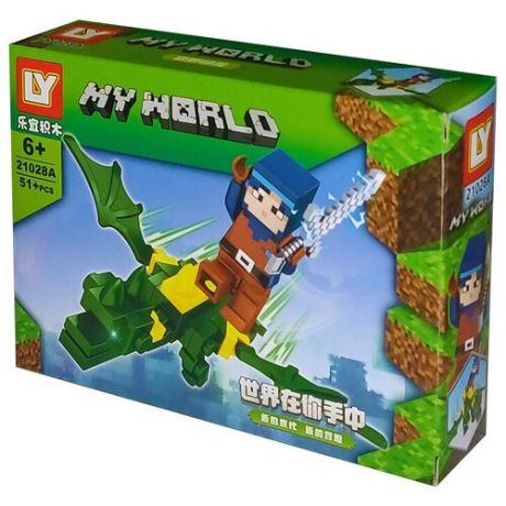 Конструктор My World Minecraft the dragon, 51 деталь, зеленый
