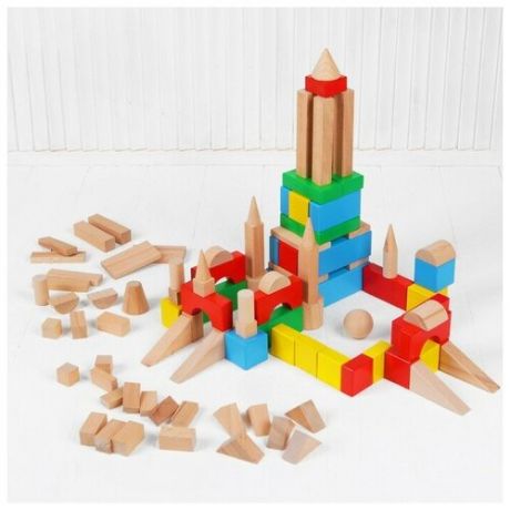 Престиж игрушка Конструктор цветной, 100 деталей, в деревянной коробке
