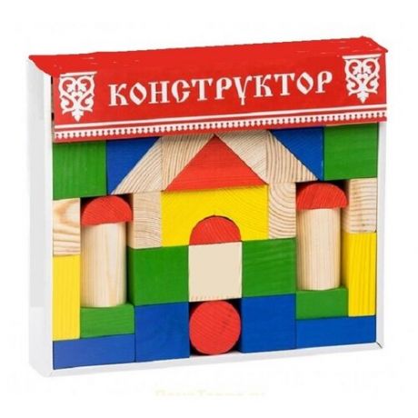 Деревянный конструктор Цветной, развивающая игрушка для детей, 43 детали.