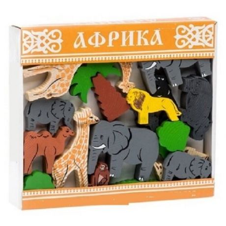 Деревянный конструктор, Африка, развивающая игрушка для детей, 40 деталей.