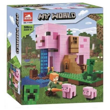 Конструктор My World Minecraft 11585 "Дом-свинья", 506 деталей