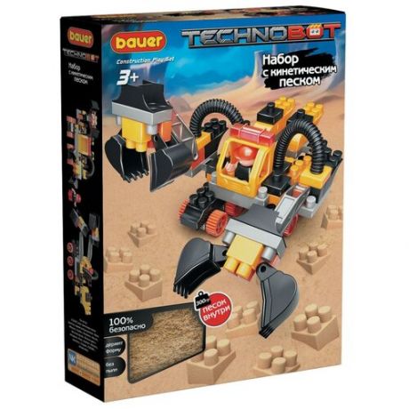 Конструктор Bauer Technobot с кинетическим песком, роботом и пилотом желтый, серый, черный