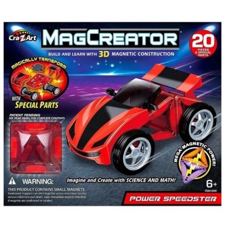 Конструктор магнитный, развивающий и развлекательный от MagCreator, серия Race Car, 20 деталей