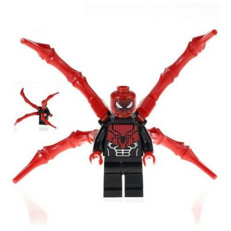 Минифигурка Веном Человек-паук в черном костюме с красными щупальцами совместимая с лего