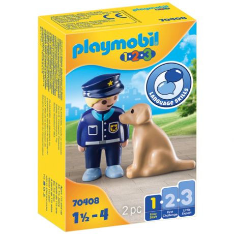 Набор с элементами конструктора Playmobil 1-2-3 70408 Полицейский с собакой
