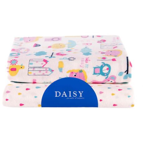 Многоразовая пеленка Daisy фланель 90х145 комплект 2 шт., зайчата на вело, салатовый