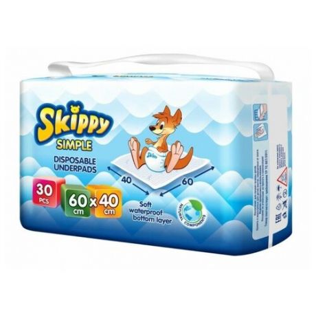 Одноразовая пеленка Skippy Simple 60x40, 30 шт., 2 уп.