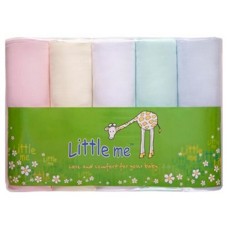 Многоразовая пеленка Little Me тонкий трикотаж 90х120 набор 5 шт., белый/розовый/зеленый, 5 уп.