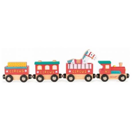 Поезд на магнитах с деревянными фигурками «Цирк» J08588