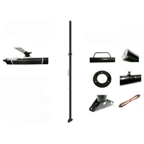 Мачта "МАУРУК-3" чёрная усиленная с ручкой, растяжкам и подпятником, тр.51мм, высота 3 метра, 3 секции