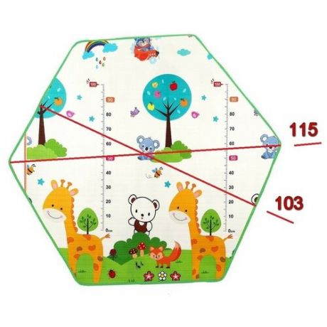 Детский (двухсторонний/развивающий) коврик для манежа шестигранника