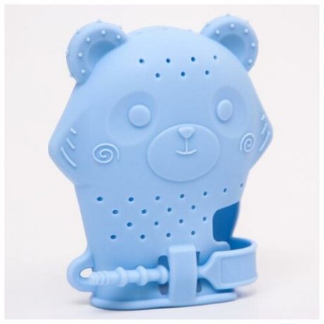 Крошка Я Прорезыватель рукавичка «Мишка», силиконовый, цвет синий