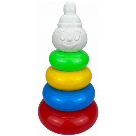 Пирамидка детская, Игрушка для детей от 1 года, Клоун, 4 кольца, 29 см