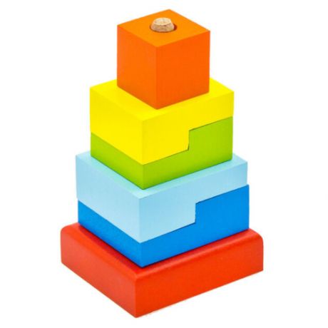 Игрушка для детей интерактивная развивающая Пирамидка Ступеньки 6 деталей (деревянная)
