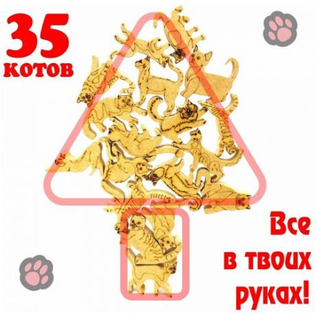 Пирамидка детская "Кошкин дом" 35 котов. Развивающие игрушки от 3 лет. Три в одном
