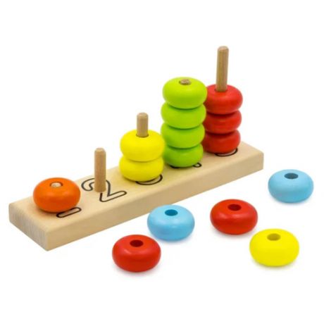 Игрушка для детей интерактивная развивающая Пирамидка Счеты 15 деталей Монтессори (деревянная)