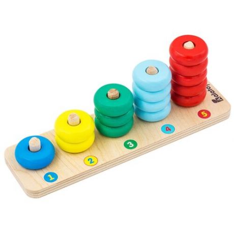 Пирамидка детская деревянная "Счёт" сортер развивающая игрушка Монтессори для малышей, счёты для малышей