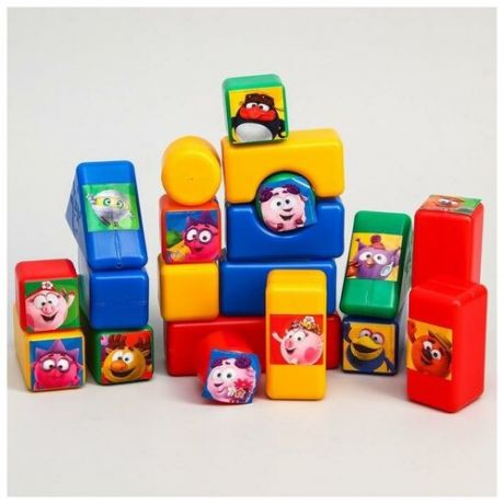 Набор цветных кубиков, "Смешарики", 20 элементов, 4х4 см