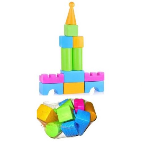 Конструктор детский, выдувной, Кубики, набор геометрических фигур, 12 деталей.