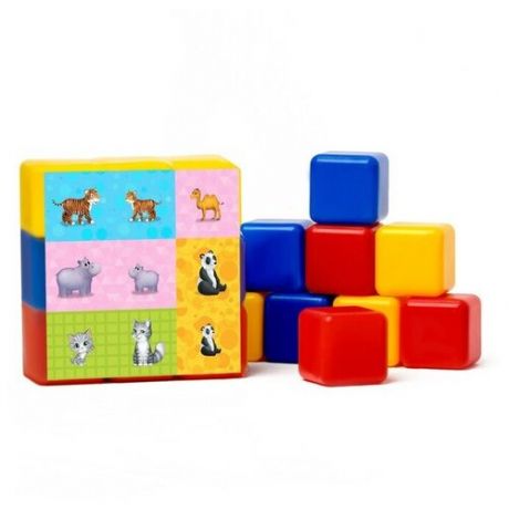 Набор цветных кубиков «Животные», 9 штук, 4 х 4 см, по методике Монтессори