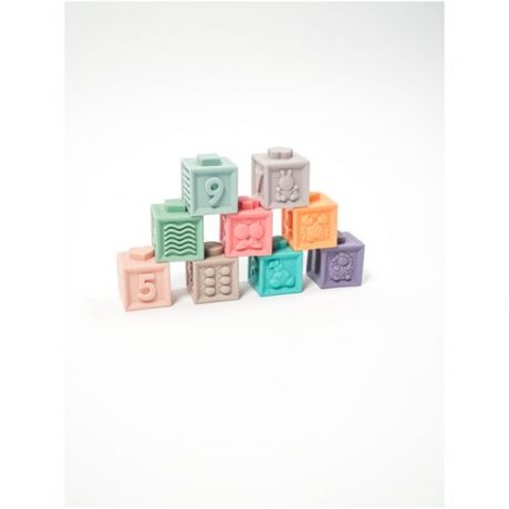 Развивающие мягкие цветные кубики, набор из 9 шт.
