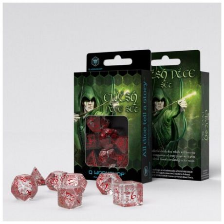 Набор кубиков Q-workshop Elvish Translucent & red Dice Set (7)