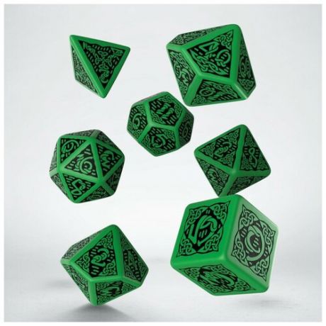 Набор кубиков Q-workshop Celtic 3D Revised Green & black Dice Set (7)