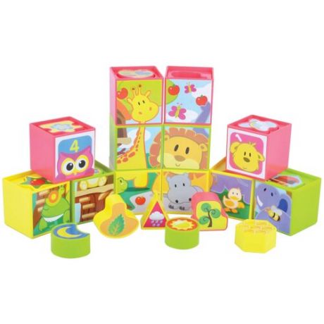 Кубики пластиковые, набор из 12 штук разных цветов для детей от 1 года