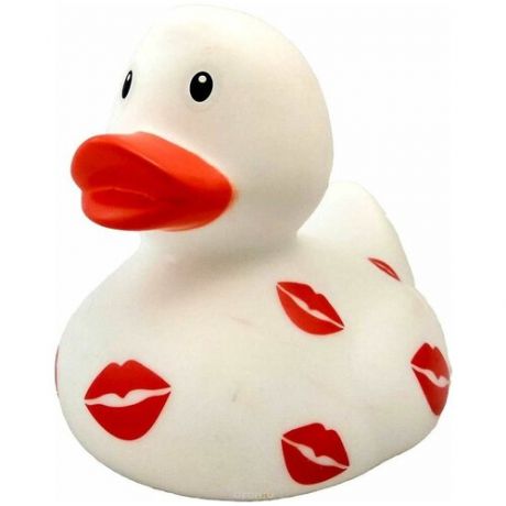 Игрушка для ванной FUNNY DUCKS Белая уточка с поцелуями (1995) белый/красный