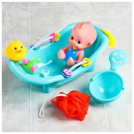 Крошка Я Набор игрушек для купания «Пупсик в ванне», 5 предметов, цвет микс
