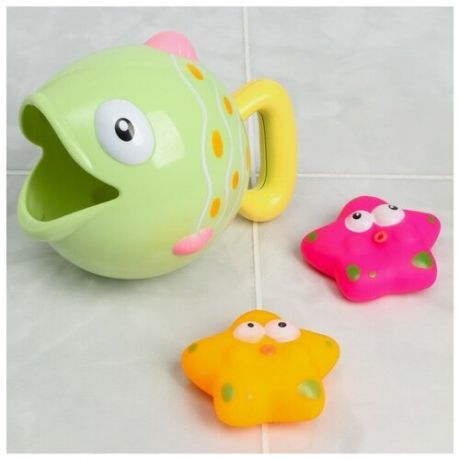 Набор игрушек для игры в ванне «Рыбка и звездочки», зеленая