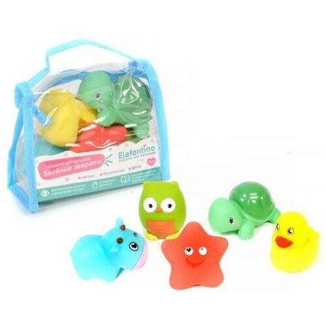 Набор игрушек для купания "Животные" (брызгалки) / Детские игрушки для купания в ванной / Игрушка для ванной, 5 шт в сумочке