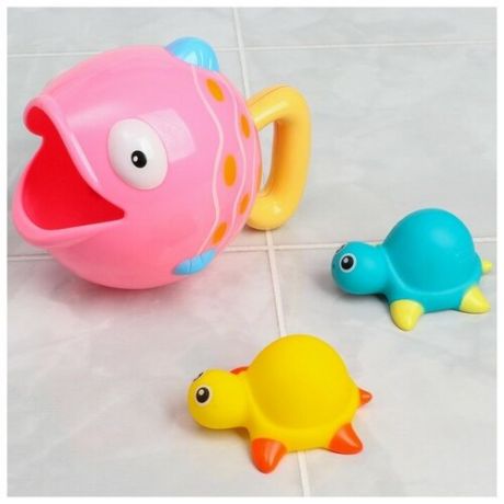 Набор игрушек для игры в ванне «Рыбка и черепашки», розовая