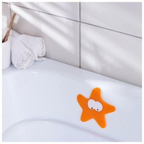 Доляна Мини-коврик для ванны Доляна «Морская звезда», 12?13 см, цвет оранжевый