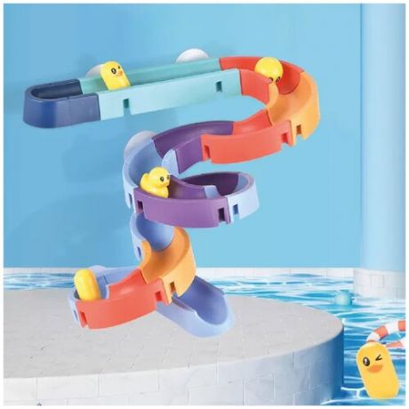 Развивающая игрушка для купания "Утиные горки" на присосках, набор игрушек для ванной, 48 деталей