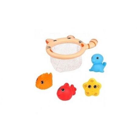 Набор игрушек для ванной Junfa Cачок и 4 фигурки морских обитателей