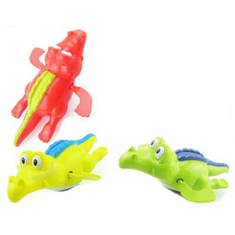 Набор 3 шт Крокодил заводной водоплавающий для игры в ванной для детей / Крокодильчики 3 вида