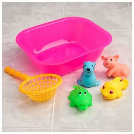 Крошка Я Набор резиновых игрушек для игры в ванной «Морские забавы», 6 предметов, цвета микс