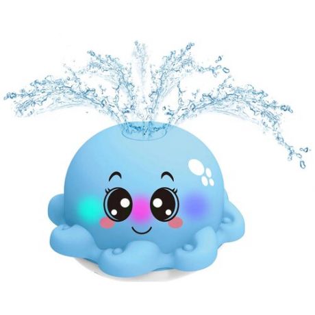 Игрушка для купания Осьминог, фонтан с подсветкой, голубой