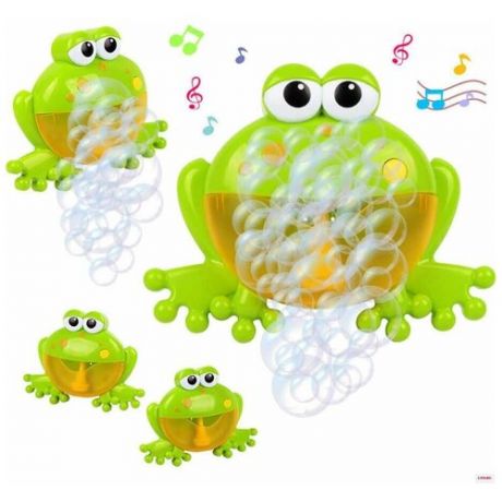 Игрушка для ванны и купания, делающая мыльные пузыри, пенный генератор "Лягушка" с музыкой и с пеной на присосках, Ma-Mi Toys